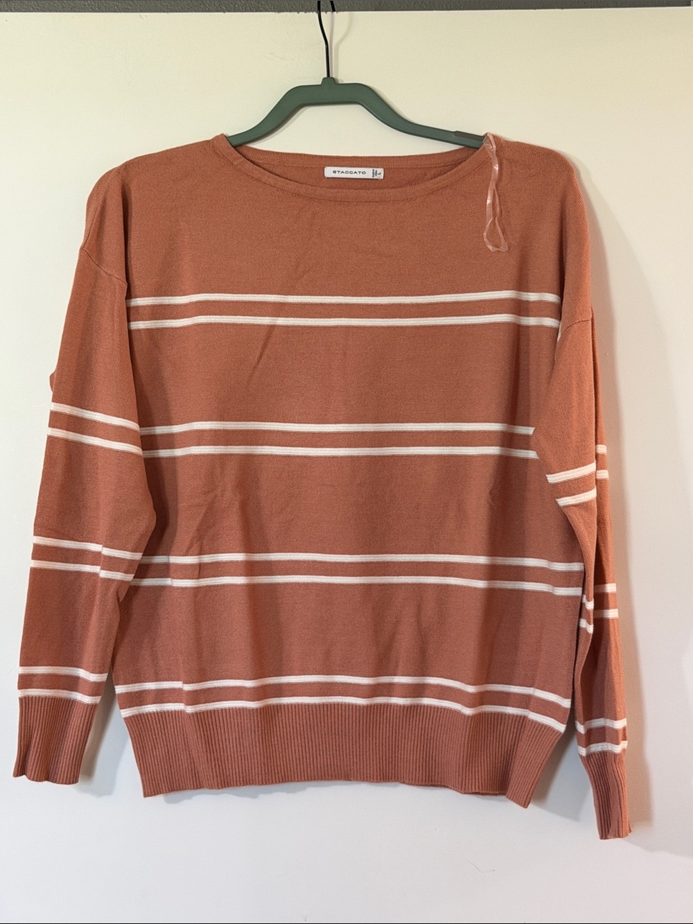 Staccato Rust Orange & White Striped Crew Neck Sweater